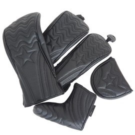 Golf Headcover Club Cover Driver 440cc 460cc Wood Utility UT Cover Putter Cover Waterproof Stylish Wave Star Pattern (Black, Driver)