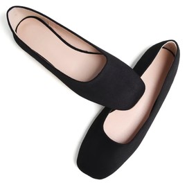 TANGNEST Women Cute Bowknot Flats Soft Slip On Dress Flats Comfort Square Toe Flats Black 40(8)