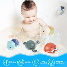 YOLOMOON Baby Bath Toys for Toddlers 1-3, Swimming Turtle Crab Whale Bath Toys for Floating Wind Up, Baby & Toddler Bathtub Toy for 1 2 3 Year Old Boy Girls Kids Gift, Pool Water Toys 6 9 12 18 Months