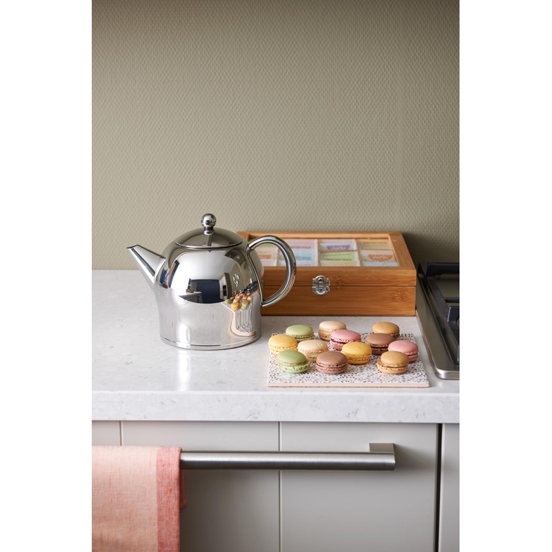 bredemeijer Santhee Double Walled Teapot, 1.4-Liter Stainless Steel Glossy Finish
