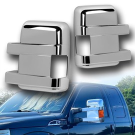 RACING9SPEED Chrome Plated ABS Full Side Mirror Cover Overlay Cap W/Turn Signal Cut LH+RH 2PCS Fit for 2008-2016 Ford F250 F350 F450 F550 Super Duty, Car Mods Part, 2009 2010 2011 2012 2013 2014 2015
