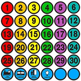 WHATSIGN Number Spot Markers Stickers,4" Number Spot Markers and Labels,Classroom Line-up Spots Stickers,Number Spot Helpers Colorful Markers for Classroom Kindergarten School Decoration,36Pcs