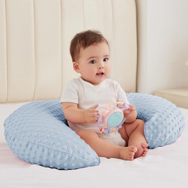 ANHEBEIBEI Nursing Pillow for Bottle and Breastfeeding, Ergonomic Comfort Nursing Essentials for Mom and Baby, Feeding Support Pillow with Removable Cover, Easier and Healthier Nursing (Blue)