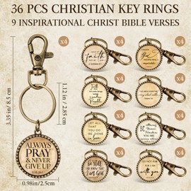 Fumete 36 Pcs Christian Keychain Bulk Bible Verse Religious Keychain Scripture Quote Inspirational Gifts Supplies for Men Women
