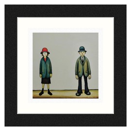 Greetingles Lowry-Style 12"/31cm Square Framed Print. Beautiful Black Ash Frame (Lowry, A Couple)