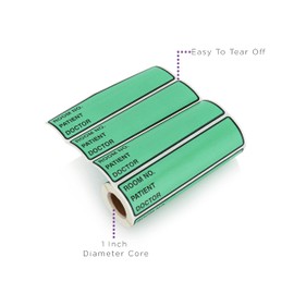 Carstens Patient I.D. Adhesive Medical Chart Labels for 1.5” – 4” Ring Binder Spines – Pre-Printed Sticker Labels (Room No. / Patient/Doctor), 5 3/8” x 1 3/8”, Aqua, Roll of 200