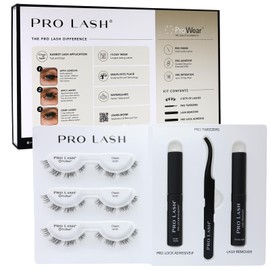 Pro Lash ProWear Starter Lash Clusters Kit - Easiest to Apply Lashes - 10-Day Cluster Eyelash Extensions - 3 Sets of False Eyelashes Plus Adhesive, Remover, Tweezers - Classic No. 01 - Black