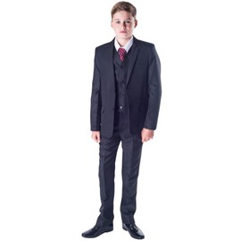 Boys 5 Piece Black Classic Suit Wedding Page Boy Outfit - 3-6m to 14 Years (3-4 Years)