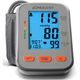 Konquest KBP-2704A Automatic Upper Arm Digital Blood Pressure Monitor – BP Machine with Large Cuff (8.5–16.5 in), Backlit Display, Digital, Irregular Heartbeat Detector – Tensiometro