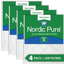 Nordic Pure 15x20x1 MERV 6 Poly Green AC Furnace Air Filter 4 Pack - Captures Dust/Pollen