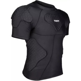 TUOY 축구 페인트볼 야구용 TUOY 남성 패딩 압축 셔츠 보호 갈비뼈 가슴 보호대 [Large] Men's Padded Compression Shirt Protective Rib Chest Guard for Soccer Paintball Baseball [Large]