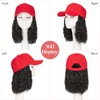 S-noilite Hat Wigs for Women Red Baseball Cap with Synthetic