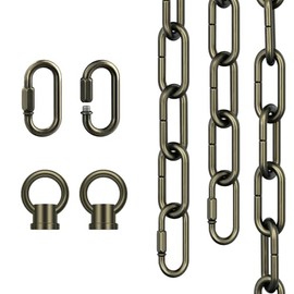 12 Feet Industrial Bronze Light Fixture Chain, Adjustable Metal Pendant Chandelier Chain Extension with Detachable Link, Maximum Load is 66 Pounds…