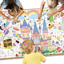 Giant Coloring Poster,35x72Inch Princess Party Activity Drawing Paper Coloring Table Cover,DIY Princess Poster Tablecloth Art Crafts Coloring Sheet for Kids,Home Classroom Party Decorations Suppiles