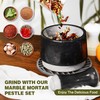 Black Marble Mortar and Pestle Set，Stone Spice Grinder, Reversible Mortar