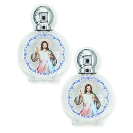 Caritas et Fides Lot of 2! Divine Mercy Jesus Holy Water Bottle - Color Image