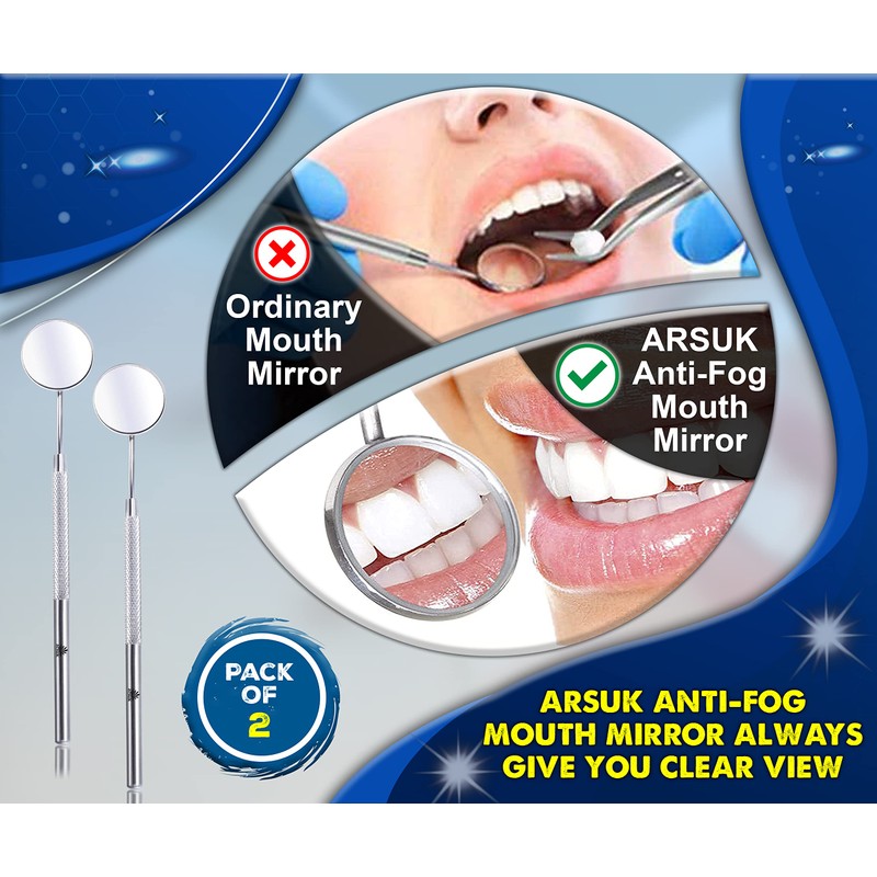 ARSUK Dental Mirror, Teeth Inspection Dentist Mirror with Handle, Rust-Free