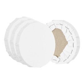 PATIKIL Stretched Canvas, 6 Pcs 4" x 4" Round Canvas for Painting Blank Primed Canvas Cotton Canvas Panels for Acrylics Oil Watercolor Paints, White