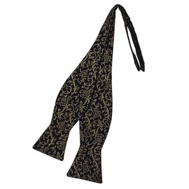 Holiday Bow Ties Mens Self-tie Bow Tie Black with Gold Metallic Roses, Men’s (Mens)