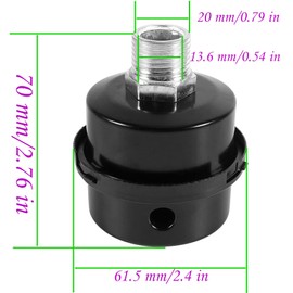 TWAITU HL018200AV Air Compressor Silencer Filter Metal Air Compressor Intake Filter Sound Muffler Silencer 20mm Thread (1/2"PT 20mm)