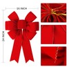 Red Bows Christmas Decorations Large Wired Velvet Bow with Gold