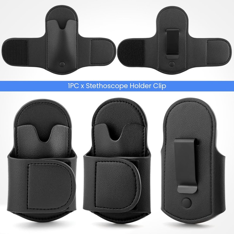 Loyanger Stethoscope Holder Clip, PU Leather Stethoscope Holster Clips Holder