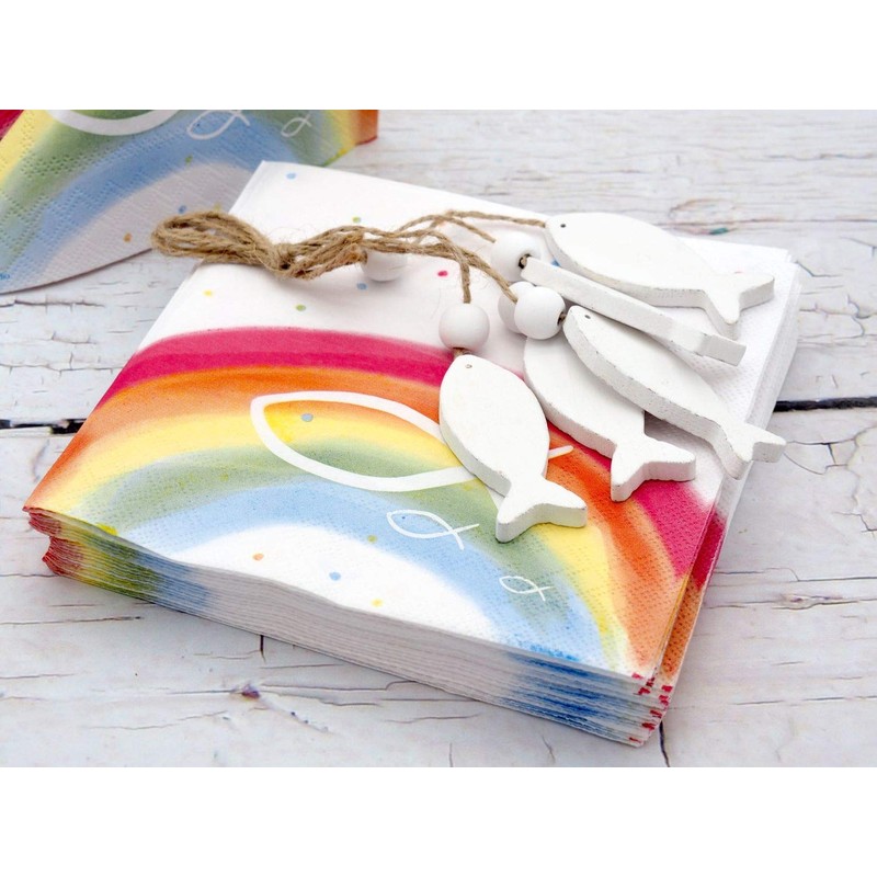 Unbekannt Napkins Fish Colourful Rainbow Table Decoration Communion Confirmation Christening