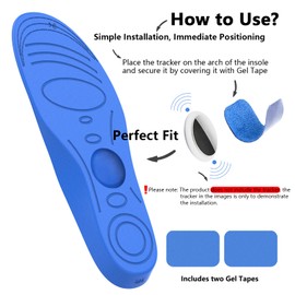 Edvbela Insoles for Airtag Hidden Holder, Tracker Devise Case for Kids, Adults and Elderly, Comfortable Inserts for Shoes, Blue (175-190mm)