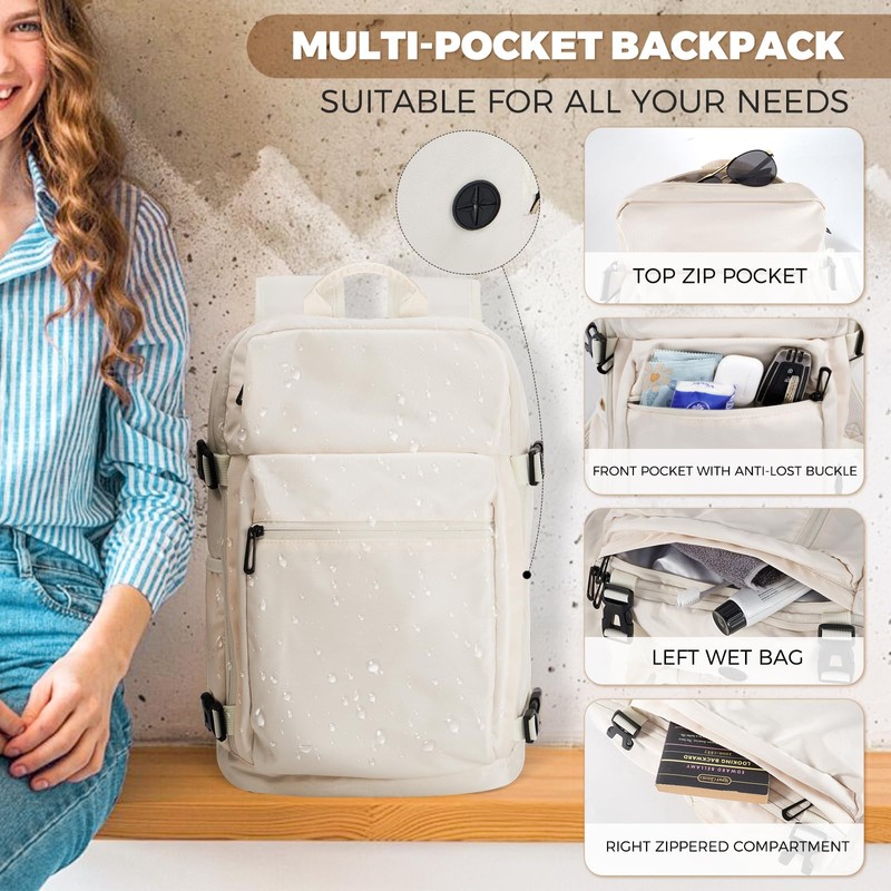 Gluckstar Hand Luggage 45x36x20 for Easyjet, beige, Travel