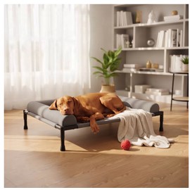 Elevated Dog Bed & Raised Pet Cot with Sturdy Frame — Waterproof & Breathable Cooling Camping Bed for Indoor and Outdoor Use
