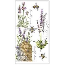 Mary Lake Thompson Flour Sack Towel Designed by Botanical Lavender, Bees, Skep