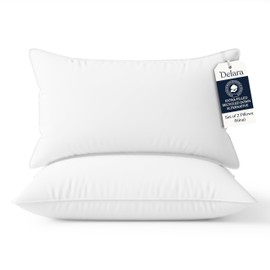 Delara Pillows for Sleeping Set of 2 Bed Pillows, Organic Cotton 300TC Shell, Recycled Down Alternative Fill, Supportive for Back and Side Sleepers, Hypoallergenic & Breathable (King 20"x36")