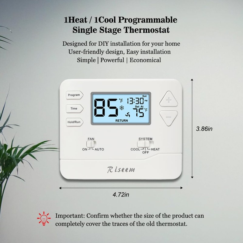 Programmable Thermostat for Home,Conventional Single-Stage Systems,5-1-1 Day Programmable Digital Energy-Saving