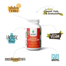 Vita1 Alpha Lipoic Acid ALA 300 mg 90 Capsules (6 Week Supply) 50% R and 50% S-Alpha Lipoic Acid Capsules from Vita1® are especially for vegans and vegetarians