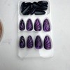 GlamRays 24 Pieces Purple Sticker Nails Medium Almond False Nails