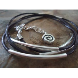 ✿ ZART IN BRAUN ✿ Leder Wickelarmband mit Spirale