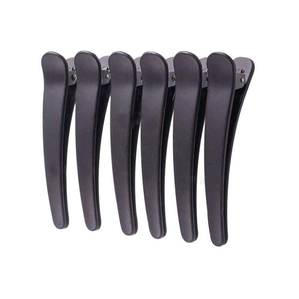 12PCS Matte Black Plastic Metal Alligator Hair Clips Professional Hairdressing Salon Hair Barrettes Duck Bill Teeth Non Slip Clips for Hair Styling and Sectioning (Length -3in)