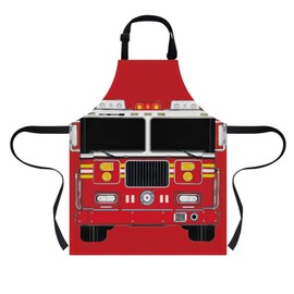 Snilety Kids Aprons for Girls Boys Children Painting Aprons with Pocket Cooking Aprons Age 3-8 Years Old, Fire Engine, Age 3-8