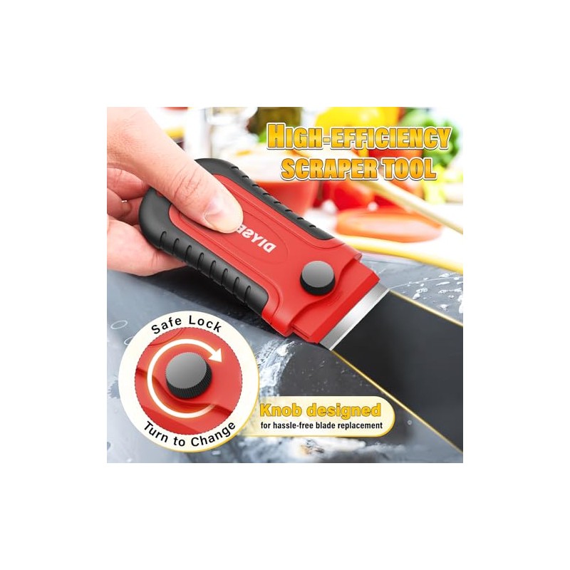 DIYSELF 2 Pack Razor Blade Scraper with 30 Pcs Blades
