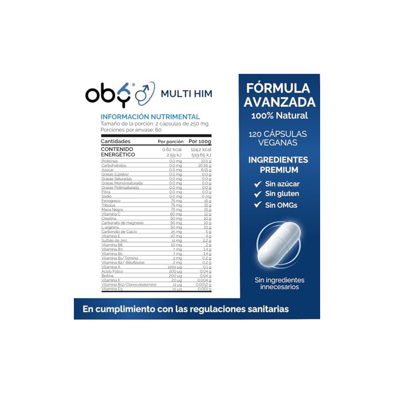 OBY Multivitaminico Hombre con Magnesio Maca Negra y Creatina 120