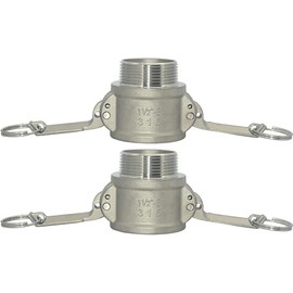 NPTSSFe 2PCS Male Pipe Threads Type B Trash Pump Adapter Female Camlock,Stainless Steel 316 Camlock Coupling (1-1/2 inch)