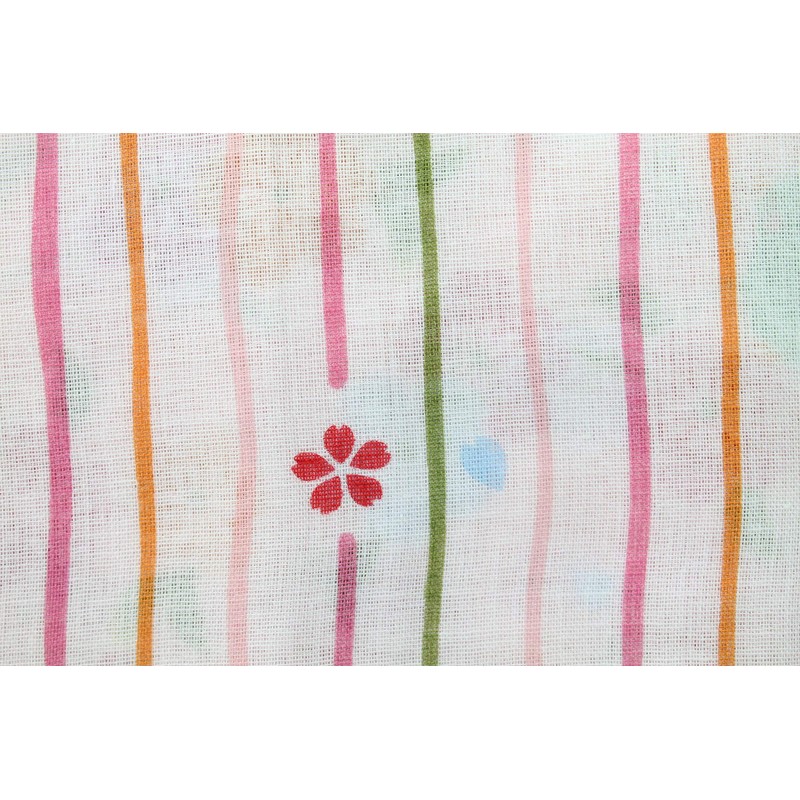 Kurochiku Double-Sided Gauze Tenugui, Cherry Blossoms and Birds