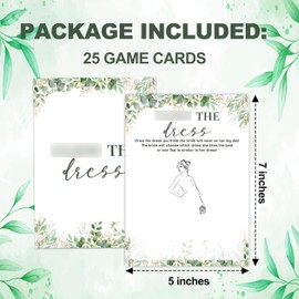 Zcsni Bridal Shower Games – 25 Pcs Cards, Find The Dress Game, Green Leaf Theme Wedding Games Cards, Bridal Shower Decorations, Engagement Party Game, Bachelorette Party Ideas -A23