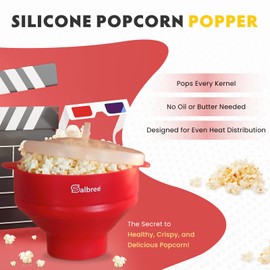 The Original Salbree Collapsible Silicone Microwave Popcorn Popper Maker Machine, Microwavable Bowl Holds 16 Cups, Uses Hot Air and Oil Always Optional - The Most Colors Available (Aqua)