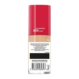 Covergirl Outlast Extreme Wear Base líquida 3 en 1 de cobertura completa, protector solar SPF 18, marfil, 1 onza líquida