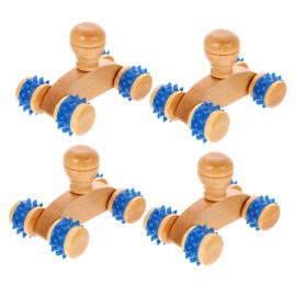 FOMIYES Wooden Massage Roller Leg Muscle Massager 4pcs Set Handheld Massage Tool for Yoga Back Leg Muscle Relaxer Portable