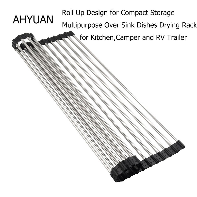 Ahyuan Roll up Dish Drying Rack Over The Sink Kitchen