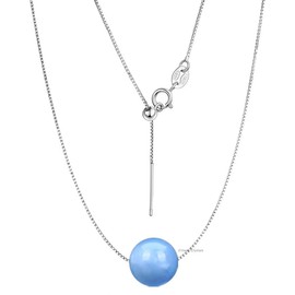 Erliway Aquamarine Crystal Pendant Necklace for Women, 925 Sterling Silver Chain Necklace with 10mm A+ Grade Premium Crystal Bead, 18'' Adjustable Length Healing Jewelry Choker Necklace