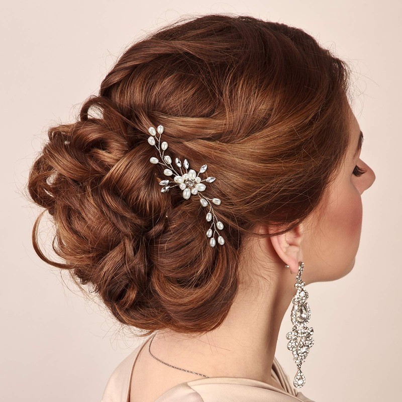 4 horquillas de perlas para el pelo para novia, novia,