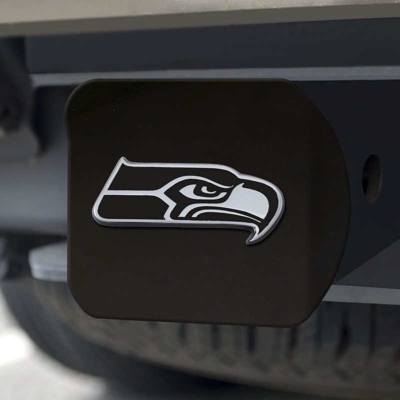 FanMats 21586: Seattle Seahawks Black Metal Hitch Cover with Metal
